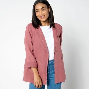 Peace Love World Jacket 3X Boheme Relaxed Linen Blend Dusty Pink A647721 NWT